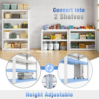 Raybee Garage Shelving, 72" H Storage Shelves, 2000LBS Metal Shelving Heavy Duty, White Shelves Metal Shelf for Closet Pantry Kitchen 72" H x 31.8" W x16.4 D