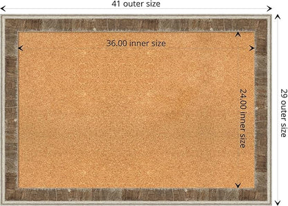 Amanti Art Natural Cork Board for Wall, 29x41 Vision Board with Brown Wood Frame, Large Corkboard Office Decor for Home Organization, Rustic Farmhouse Corkboard Pinboard to display items for home
