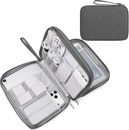 FYY Electronic Organizer, Extra Large Travel Cable Organizer Bag Pouch Portable Waterproof Double Layers All-in-One Storage Bag for iPad, Cable, Power Bank, Laptop Charger for Office/Home, Dark Grey