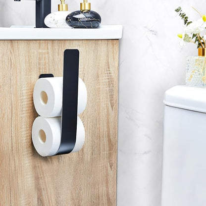 Toilet Paper Storage Wall Mount, Over The Tank Extra Toilet Paper Holder for 3 Rolls Tissue, Metal Tissue Roll Storage Stand for Bathroom, RV Adhesive Loo Roll Holder (Black)