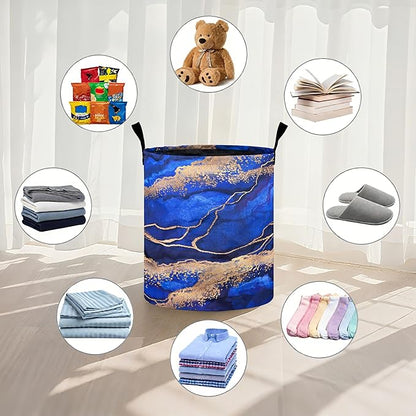 Blue Marble Laundry Basket Laundry Hamper With Handles Collapsible Laundry Baskets Storage Basket For Room Bathroom Bedroom Decor
