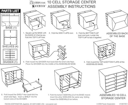 Classroom Keepers Sturdy Cardboard Mailbox, 10-Slot, Blue, 16-5/8"H x 21" W x 12-7/8"D, 1 Unit