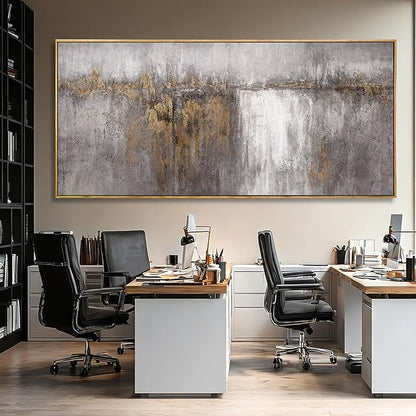 Artexist Abstract Wood Wall Decor Vintage Wall Art Grey and Gold Decorative Painting 40"x86" Large Pictures for Dining Room Office Artwork
