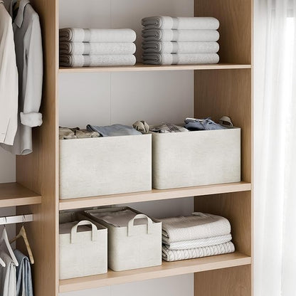 StorageWorks Storage Bins, Shelves Baskets for Organizing, Fabric Closet Organizers with Handles, Metal Frame, Beige?Cotton-linen?, 2-Pack