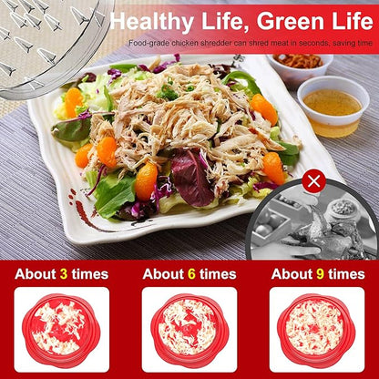 SURETIVIAN Chicken Shredder Tool Twist Large Chicken Breast Shredder with Brush&Fork, Visible Meat Shredder Machine, Anti-Slip Strip, Ergonomic Handle, BPA Free, Suitable for Pork Beef Chicken(Red)
