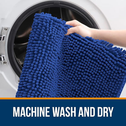 OLANLY Bathroom Runner Rugs 47x24, Soft Absorbent Chenille Bath Rugs, Rubber Backing Quick Dry, Machine Washable Long Bath Mats for Bathroom Floor, Tub and Shower, Home Decor Accessories, Royal Blue