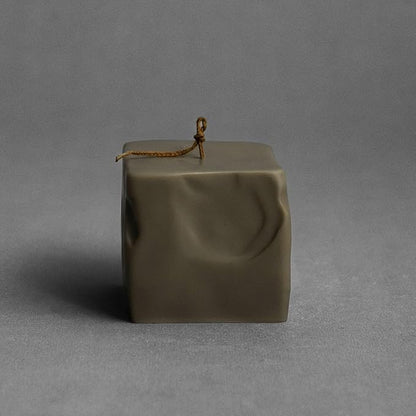 LAWA Raw Block Candle - Beautiful Handmade Pillar Scented Soy Wax Elegant Aesthetic Candle Housewarming Gift Home Room Shelf Decor Idea (Earthy Green, Small)