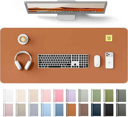 YSAGi Leather Desk Protector, Office Mat, Large Mouse Mat, Non-Slip PU Leather Blotter, Laptop Desk Mat, Waterproof Writing Pad for Office and Home(Brown, 42" x 17.2")