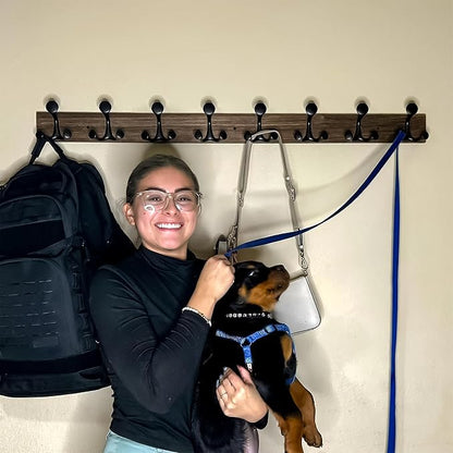 SKOLOO 43-Inch Wood Burnt Coat Rack Wall Mount with 8 Triple Hooks - Ideal for Family Entrances, Classrooms, and Pet Supplies Storage - Perfect Coat Hooks for Wall