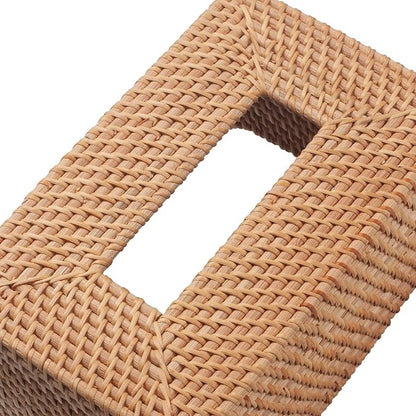 Rattan Tissue Box Cover, Rectangle Wicker Tissue Box Holder, Boho Tissue Box Cover for Living Room, Bathroom, Kitchen, Bedroom, 10.2 x 6.2 x 5.3 inch, Natural