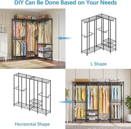 VIPEK V40 Wire Garment Rack Heavy Duty Clothes Rack for Hanging Clothes, Multi-Functional Bedroom Clothing Rack Freestanding Closet Wardrobe Rack, Max Load 1110lbs, Black