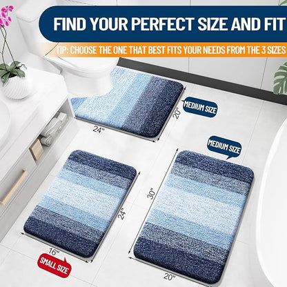 OLANLY Large Bathroom Rugs Mat 45x27, Extra Soft Absorbent Microfiber Bath Rugs, Rubber Backing, Quick Dry, Machine Washable Bath Mats for Bathroom Floor, Tub and Shower, Home Decor Accessories, Navy