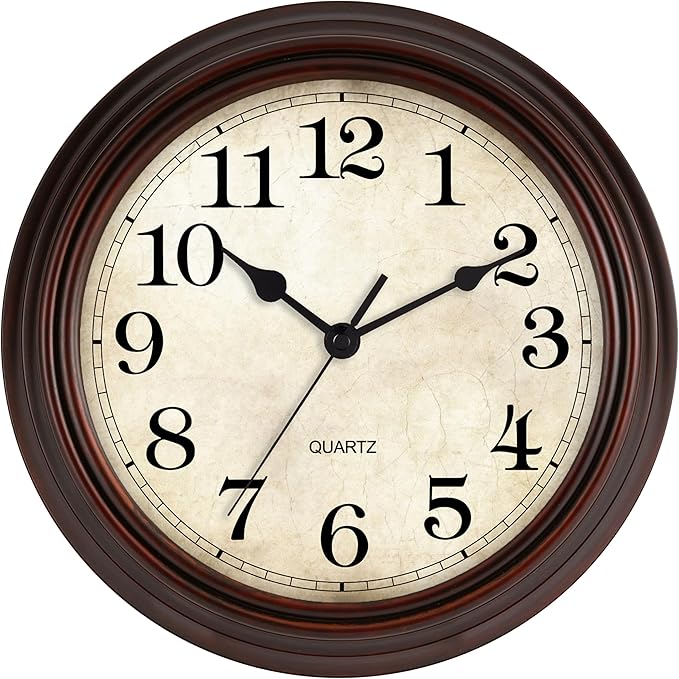 Wall Clock, Bronze Silent Non Ticking Battery Operated Clocks, Decorative for Living Room, Bedrooms, Kitchen, Office (14 inch)