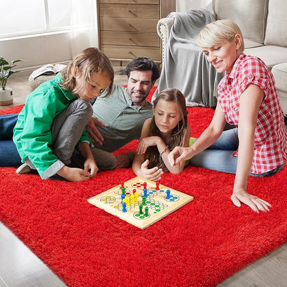Red Shag Area Rugs for Bedroom Living Room,Ultra Soft Fluffy Christmas Area Rugs 4X6 for Dorm,Indoor Carpet Plush Rugs for Living Room Home Decor,Red