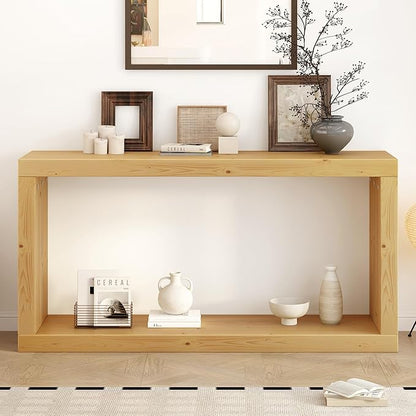 Modern Minimalist Entryway Console Table 59.6-Inch Long Entry Sofa Table with Living Room Entrance Hallway Furniture, Natural