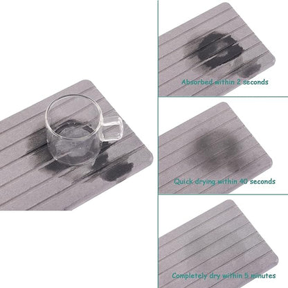 NiuYichee 2 PCS Water Absorbent diatomite Coasters, 8.3" x 4" Water Absorbing Stone Tray for Sink, Stone Drying mat for Kitchen Counter, Stone soap Tray Used for Hand Soaps & toiletries & Plants