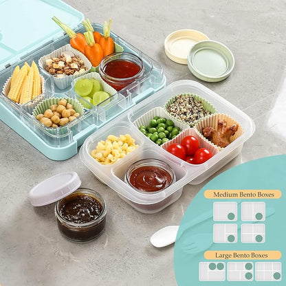 VITEVER [6 Pack] Salad Dressing Container To Go, 2.7 oz Glass Small Condiment with Lids, Dipping Sauce Cups Set, Leakproof Reusable for Lunch Box Work Trip.