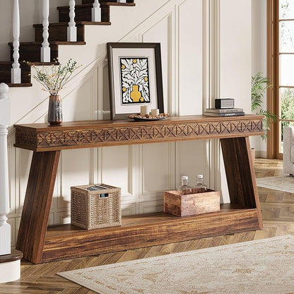 Tribesigns 70.9 Inch Extra Long Console Table, Wood Entryway Table with Storage, Narrow Long Sofa Tables Behind Couch, Farmhouse Style Entry Table for Living Room,Entrance, Foyer, Dark Brown