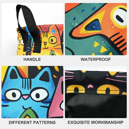 Colorful Cat Laundry Basket Waterproof Laundry Hamper Foldable Laundry Bag with Handles for Bedroom, Bathroom, Office, Clothes Storage