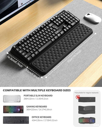 Computer Keyboard Wrist Rest, Wrist Rest for Computer Keyboard, Two Adjustable Keyboard Angles, Slow Rebound Comfortable Foam and Skin-Friendly Fabric. Suitable for Office, Gaming, and Home