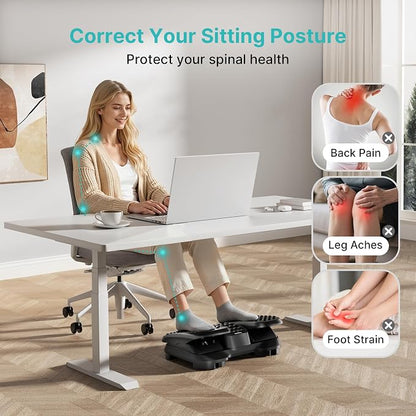 PEGZONE Foot Rest Under Desk with Massage Texture and Roller, Ergonomic Foot Stool with 2 Height Position, Adjustable Foot Rest for Under Desk at Work, Black