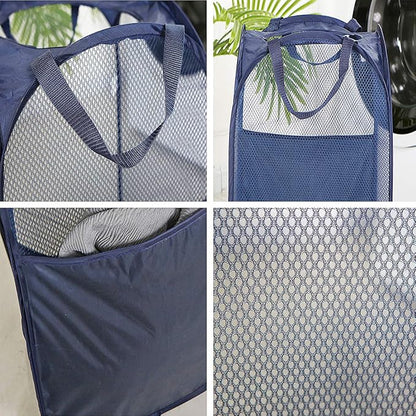 2 pop-up Laundry Hamper, Foldable mesh Laundry Baskets (Each with 2 Reinforced Handles), Black ……