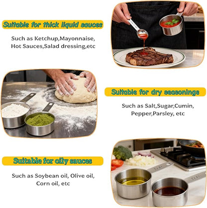 Measuring Cups and Spoons Set of 13, Stainless Steel 5 Nesting Measure Cups Set & 6 Measuring Spoons Set & 1 Leveler +1 Spoon Clip - Kitchen Baking Tools for Cooking.