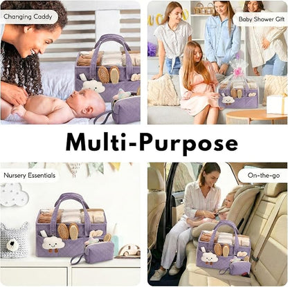 PeraBella Baby Diaper Caddy Organizer, Baby Basket Shower Gift, Portable Changing Table Basket, Postpartum Caddy & Tote Bag Pouch, Newborn Boy & Girl Nursery Essentials Registry, Car Diaper Organizer
