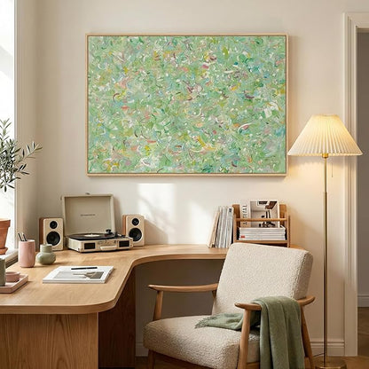 Framed Green Abstract Wall Art, Modern Canvas Prints Paintings for Walls, Contemporary Minimalist Colorful Brushstroke Pictures for Living Room Dining Bedroom Office Hallway Wall Decor 36x24 In