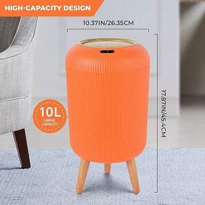Pukomc Smart Sensor Wastebasket, Convenient and Hygienic Easy to Use, Technology Sensor Waterproof Wastebasket Plastic Trash can for Kitchen, Bathroom, Bedroom, Living Room, Office and Outdoor Orange