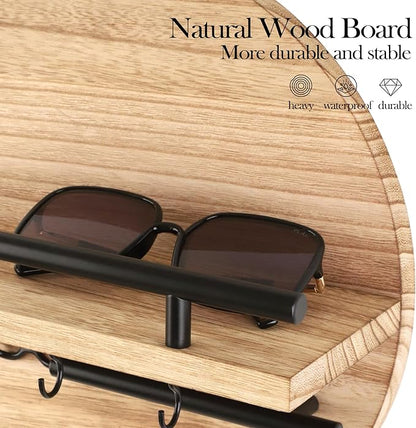 Key Holder for Wall with Shelf - Wood Mail Organizer and Rack with Shelf Hooks Wall Mounted for Entryway Decor Magazines Letter Storage Farmhouse Living Room Bedroom Doorway (Nature)