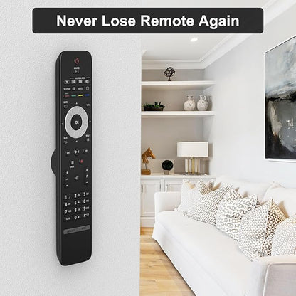 YYILIS Magnetic Remote Control Holder Wall Mount, 4 Pack TV Remote Control Holder for Fan/Air Conditioner, Self-Adhesive Bedside Caddy for TV Backside/Bedroom/Office/RV Home Organizer Storage(Black)