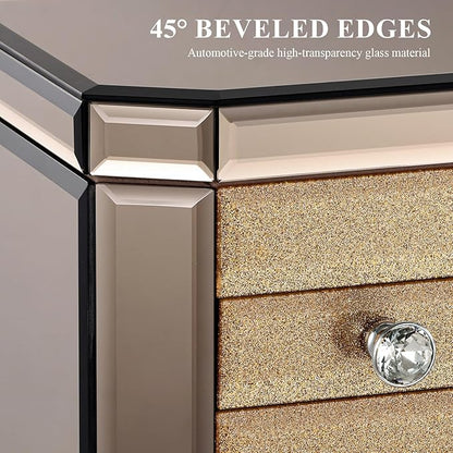 Large High End Glass Jewelry Box - 7 Layer Jewelry Organizer with Mirror, 2-Sided Doors, Velvet-Lined Storage for Rings, Necklaces, Earrings, Bracelets - Christmas Gift for Women