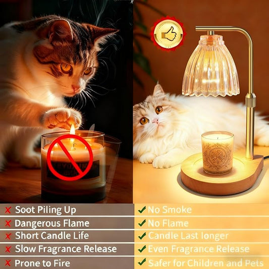 Candle Warmer Lamp with Timer & Dimmer, Height Adjustable Wax Melting Lamp with 2 Bulbs, Safe Flameless Candle Warmer for Home Decorat,Relax Gift for Wife, Mom, or Girlfriend, Congratulations Gifts