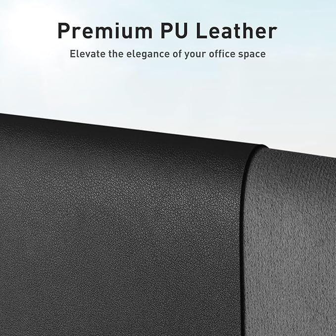 Aothia Faux Leather Desk Mat - Non-Slip PU Leather Desk Blotter, Waterproof Writing Surface, Large Desk Pad for Office & Home (Black, 55" x 24")