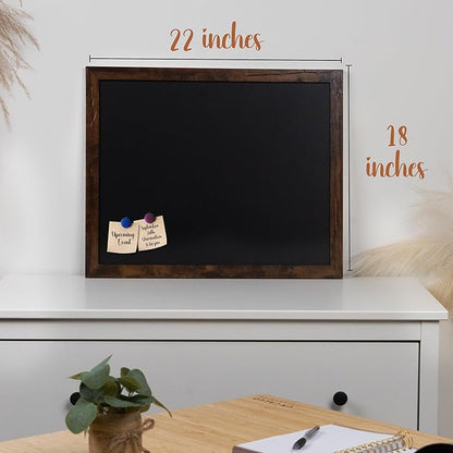 Loddie Doddie Wood Chalkboard Calendar - 18 x 22 in, Rustic Frame, Wall Mount - Magnetic Board for Wall - Menu Board for Kitchen - Hanging Chalkboard Sign