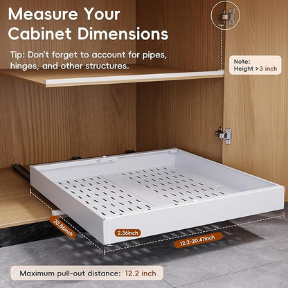OneDream 4 Pack Pull Out Cabinet Organizer, 21" Deep Slide Out Drawers for Kitchen Cabinets, No Drill Adhesive Pull Out Drawers for Cabinets, Roll Out Shelves Adjustable Width 12.05"-20.4"