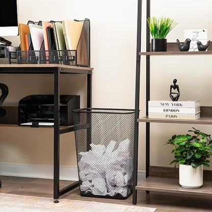 Mind Reader Executive Waste Paper Bins, 10 Gallon, Black, Set of 2 | Metal Mesh, Solid Bottom, Non Slip Pads, Office and Home