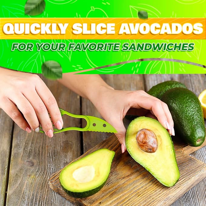 Avocado Slicer Tool 3 in 1 – Food-Grade Plastic Cutter, Peeler & Pit Remover for Easy Slicing, Scooping & Quick Food Prep – Easy to Use Avocado Peeler Tool | Durable Ergonomic Design Kitchen Gadget