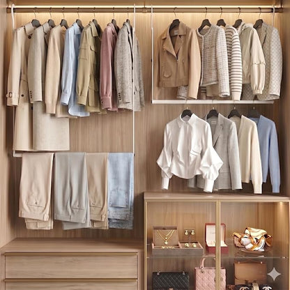 OPKING Double Hanging Closet Rod Extenders Adjustable Width & Height Space-Saving, White
