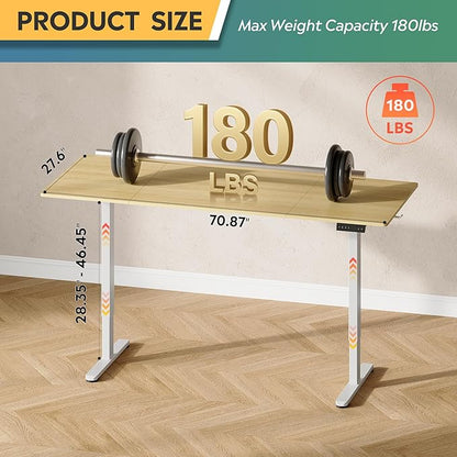 DEVAISE 71 * 28 Inches Electric Standing Desk, Dual Motors for Quite Adjustment，3 Memory Preset Adjustable Stand up Desk, Computer Desk Sit to Stand Desk for Home Office, Maple