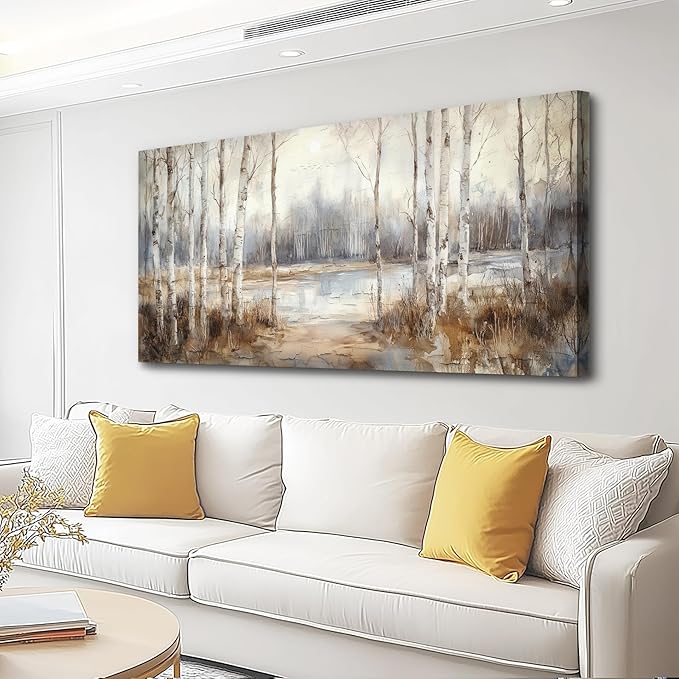 QIYILEXWART Large Wall Art For Living Room Canvas Wall Decor For Bedroom Field Scenery Watercolour Wall Painting Office Decorations Stretched And Framed Wall Pictures Artwork Ready To Hang Home Decor
