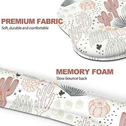 Ergonomic Mouse Pad with Wrist Rest and Keyboard Wrist Rest, Mousepad and Wrist Rest for Computer Keyboard, Pain Relief, Non-Slip Rubber Base, Mouse Pad with Wrist Support for Gaming, Office, Cactus