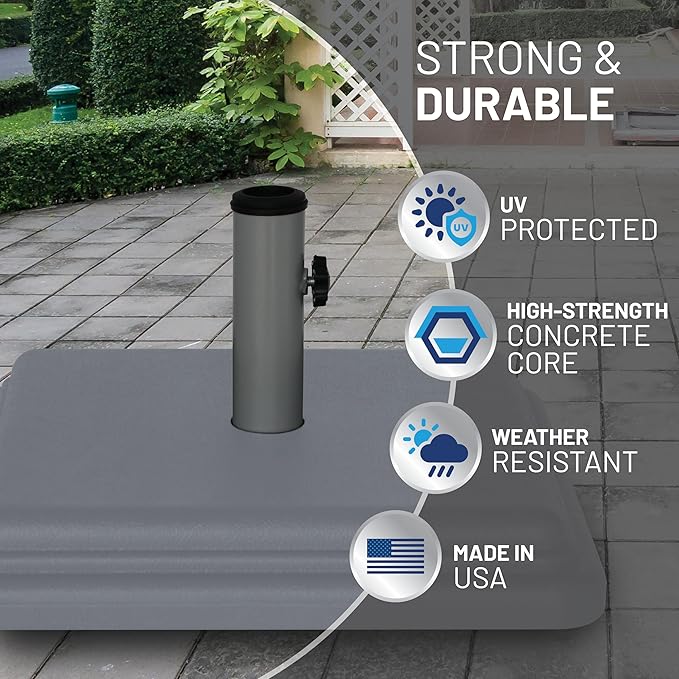 US Weight 40 Pound Umbrella Base - Weighted Umbrella Base For Use With Patio Table – Heavy Duty Base for Umbrella - Made in the USA - Multiple Colors Available