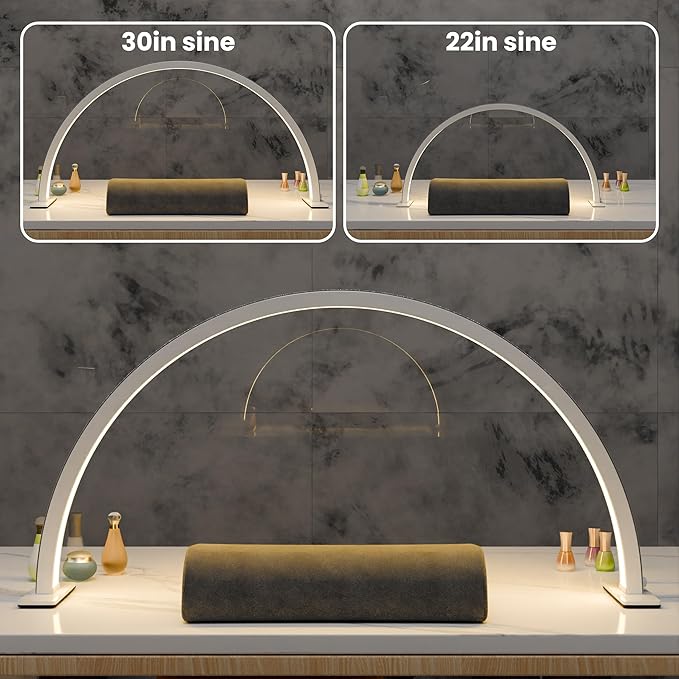 Large Half Moon Light for Nail Desk, 30" 48W Professionals Led Light, Desk Lamp for Lash Eyelash Extension,Makeup Desk lamp,Color Temperature 2700K-6000K, Salon&Home(Crystal Diamond)