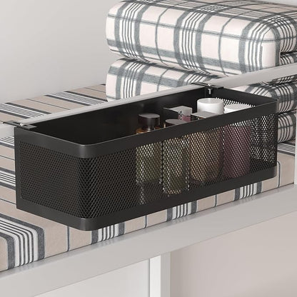 Bedside Caddy Shelf for Bunk Bed, Office Cubicle Walls, Crib Rails, Dorm Bed College Dorm Room Essentials Bed Shelf for Cell Phone Headphone Magazine Snacks (Black, L13.78in*W5.12in*H3.94in)