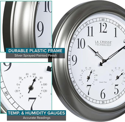 La Crosse Technology Atomic Analog Clock with Temperature and Humidity, 18" Dia. (404-00237)