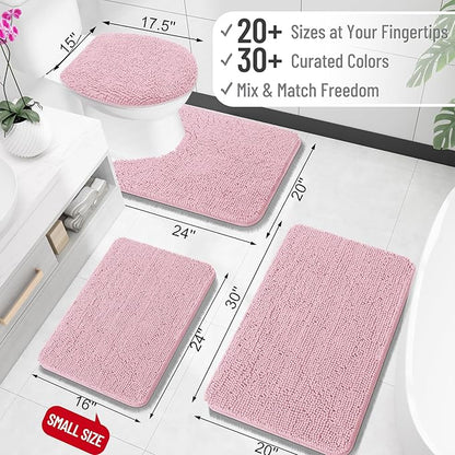 OLANLY Large Bathroom Rugs 40x32, Extra Soft Absorbent Chenille Bath Rugs, Rubber Backing Quick Dry, Machine Washable Bath Mats for Bathroom Floor, Tub and Shower, Home Decor Accessories, Dusty Rose