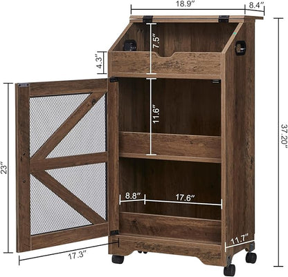 Potato Storage Bin with Wheels, Wood Potato and Onion Storage Cabinet with Lid, Movable Fruit and Vegetable Organizer Box, Large Bread Box for Kitchen