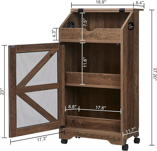Potato Storage Bin with Wheels, Wood Potato and Onion Storage Cabinet with Lid, Movable Fruit and Vegetable Organizer Box, Large Bread Box for Kitchen